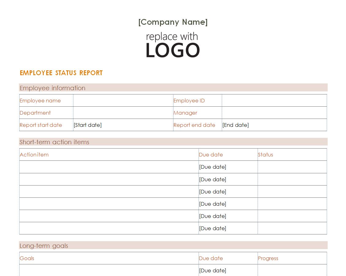 Employee Status Report Employee Status Report Template 2731