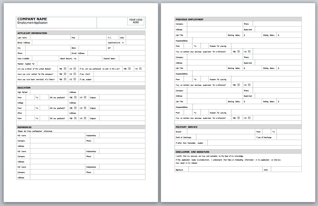 Employment Application Template Employment Application Form 60534 Hot Sex Picture 7769