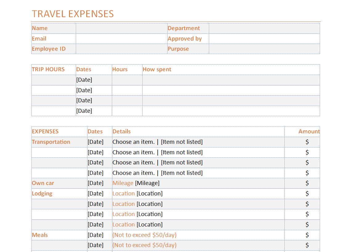 Expense Reimbursement Template Excel from myexceltemplates.com