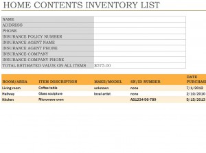 Free Home Inventory Spreadsheet