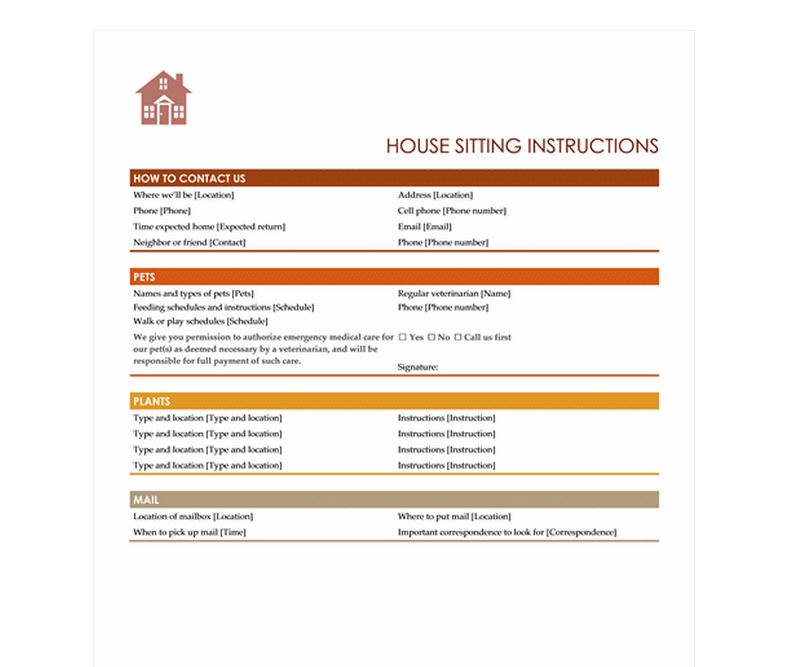 Printable House Sitter Checklist Template Printable Templates Free