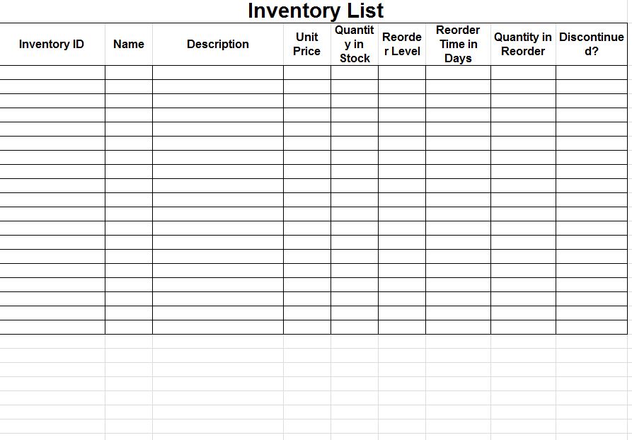 blank inventory sheet pdf