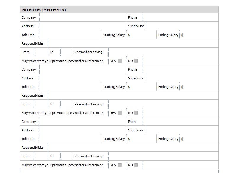 Job Application Excel Template 6949