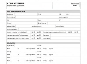 Job Application Template Free from myexceltemplates.com