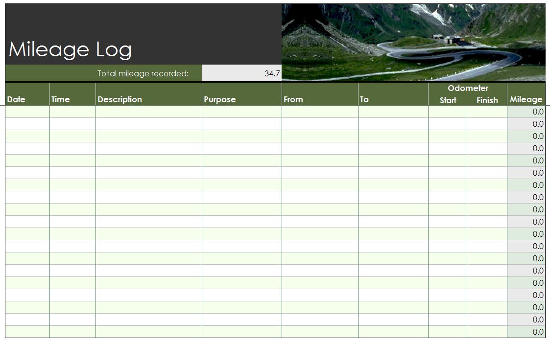 excel mileage log for mac