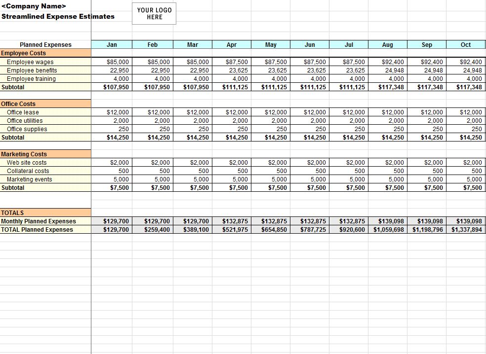 Streamlined Expense Template Streamlined Expenses Template