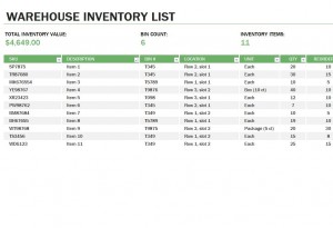 Warehouse Inventory | Warehouse Inventory Template