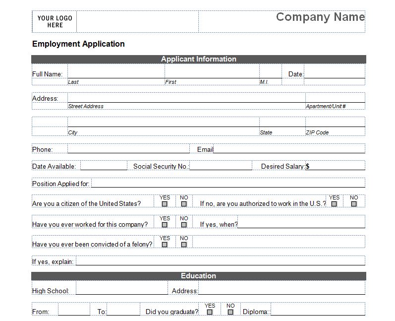 Basic Employment Application Pdf 2923