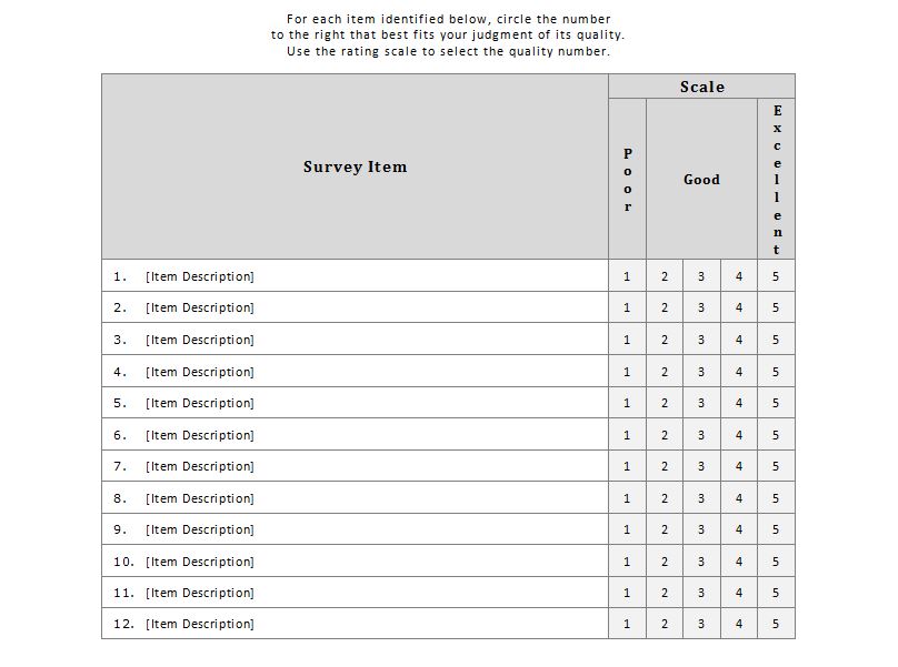 questionnaire template word