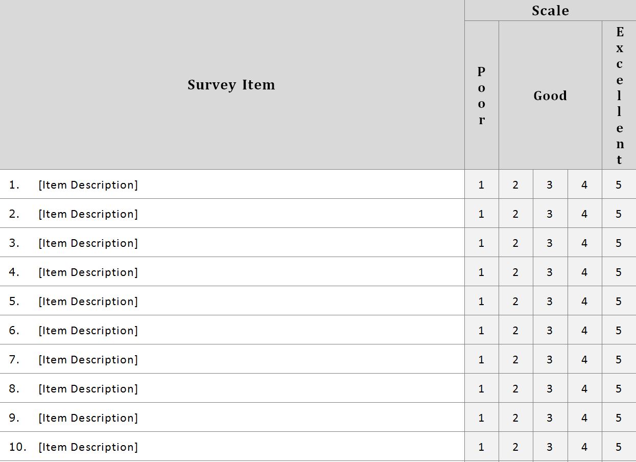 questionnaire template word