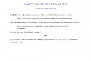 Free Press Release Template