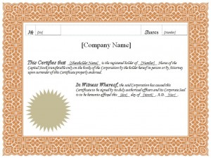 Stock Certificate Stock Certificate Template