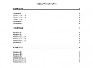 Table of Contents Template Word Free