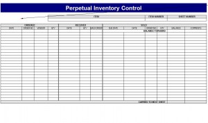 Inventory Control Sheet Template