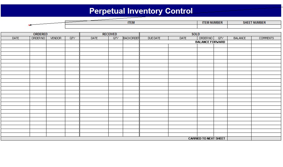 sample inventory sheet