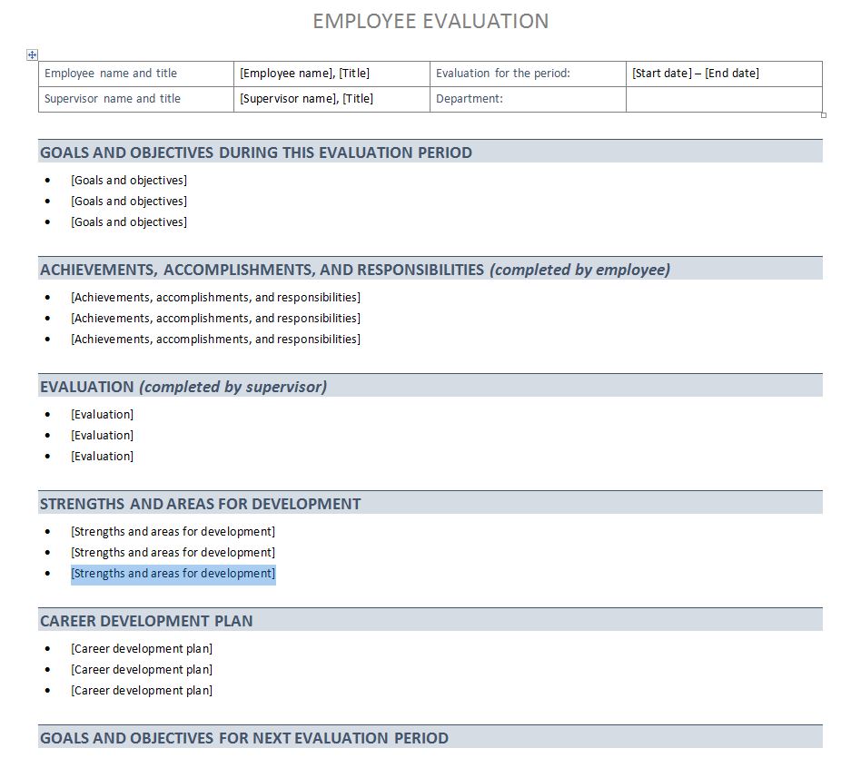 Performance Evaluation Template  Performance Evaluation Sheet In Blank Evaluation Form Template