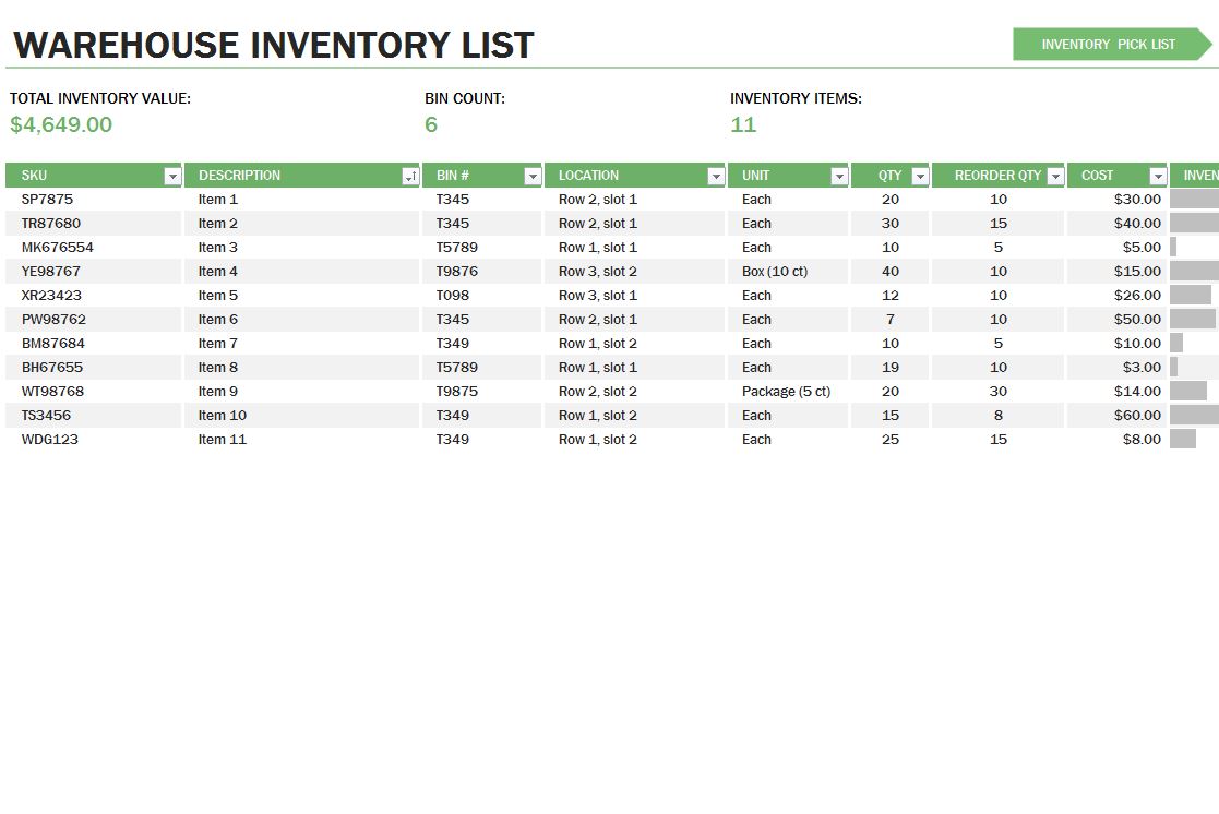 Inventory Control Template With Count Sheet from myexceltemplates.com