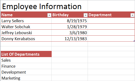 Using Dropdown Lists in Excel