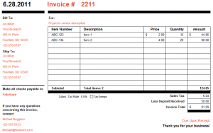 creating invoices with excel