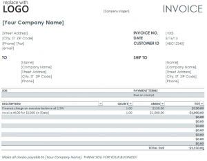 Excel Invoice Charge Sheet