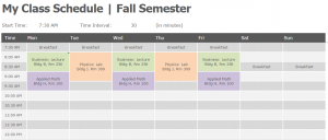 Semester Class Schedule