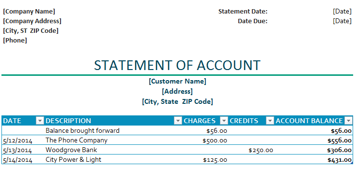 Statement of Account Template