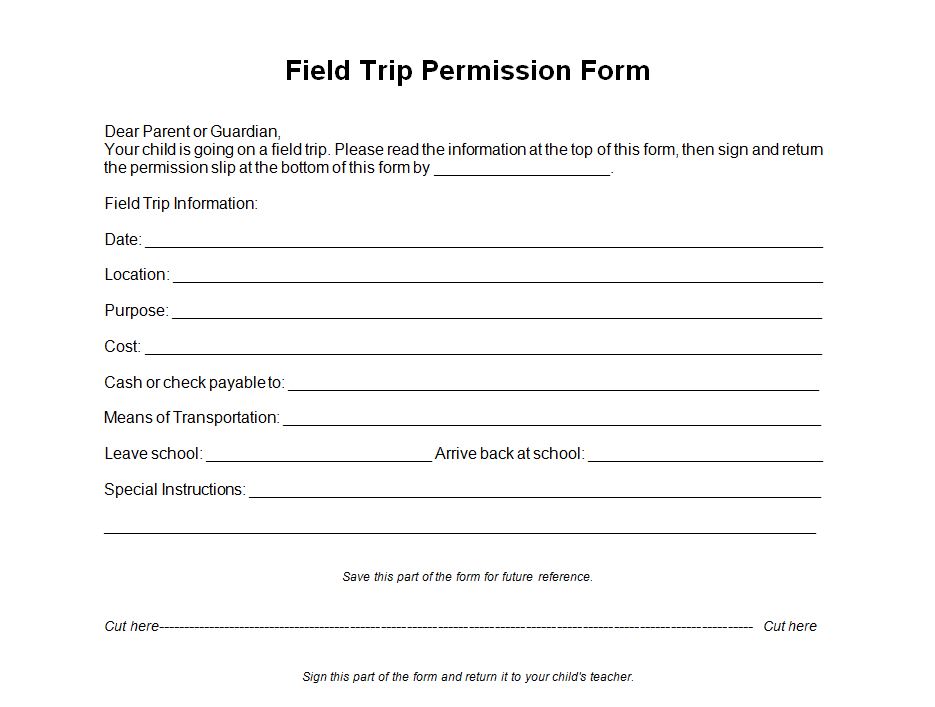 Sample Permission Letter For Field Trip