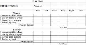 Student Behavior Sheet Template