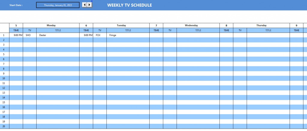 project free tv calendar