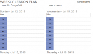 Weekly Lesson Plan Template