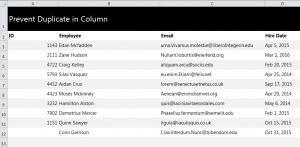Preventing Duplicate Entries in Excel