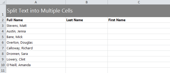 how to break up text in excel