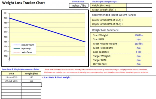 weight tracker template excel