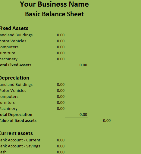 Basic Balance Sheet - My Excel Templates