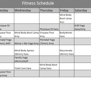 fitness calendar templates