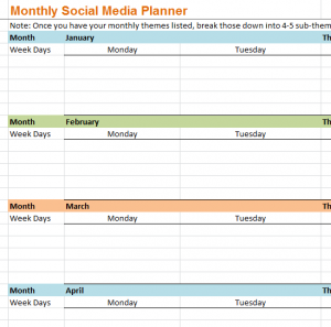 Monthly Social Media Planner - My Excel Templates