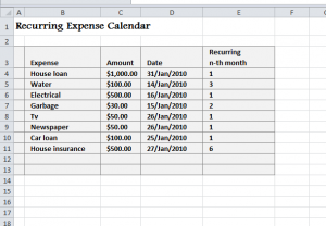 Recurring Payment Excel Spreadsheet - Sample Excel Templates