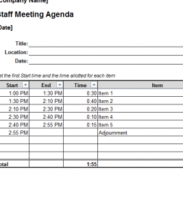 Staff Meeting Agenda My Excel Templates