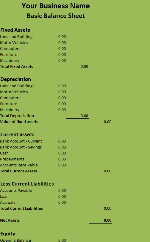 Basic Balance Sheet - My Excel Templates