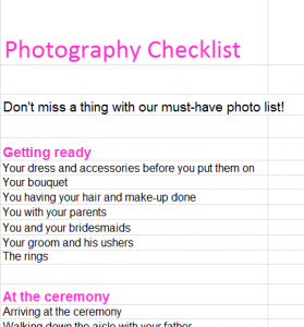 Wedding Photography List Template from myexceltemplates.com