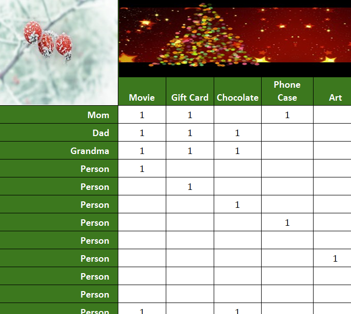 Holiday Gift Checklist My Excel Templates
