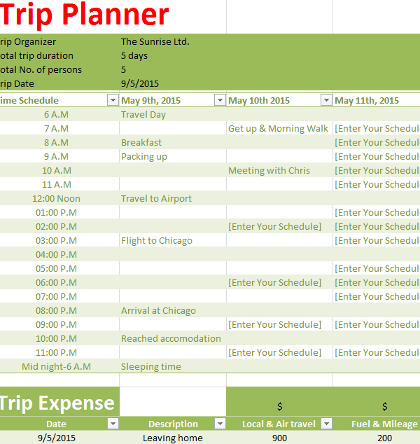 excel project planner with dates