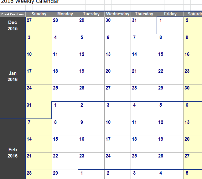 Excel Spreadsheet Calendar Template from myexceltemplates.com