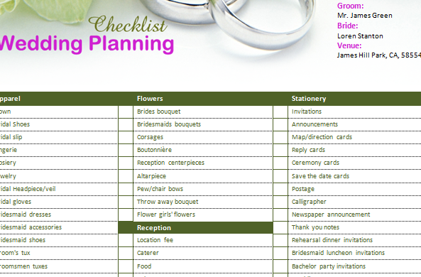 wedding planner checklist