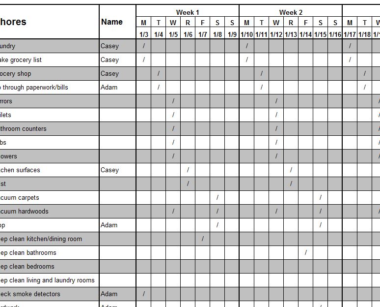 work daily weekly monthly cleaning schedule template