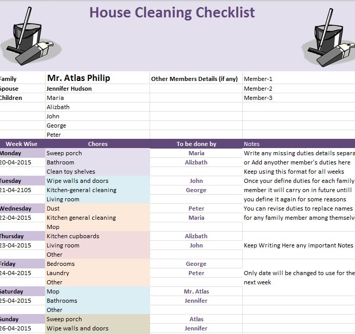 Spring Cleaning Complete Checklist My Excel Templates