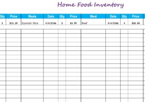 Home Food Inventory - My Excel Templates