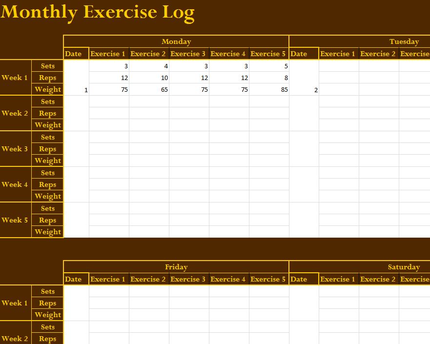 Monthly Log Template from myexceltemplates.com