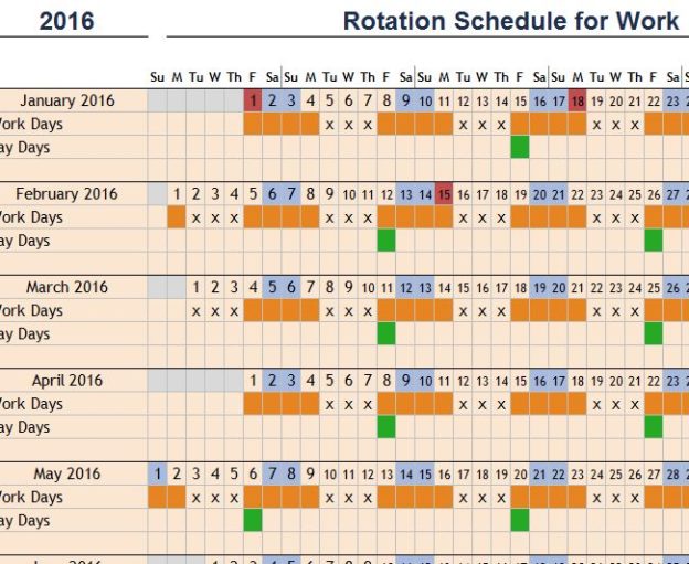 Rotation Schedule for Work My Excel Templates