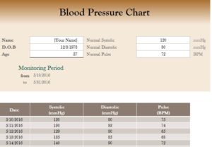 blood pressure log excel spreadsheet